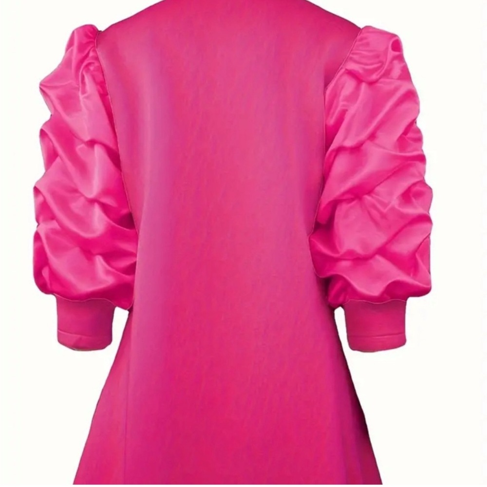 Women’s Plus Size Chic Mock Neck Puff-Sleeve Dress - Picture 4 of 4